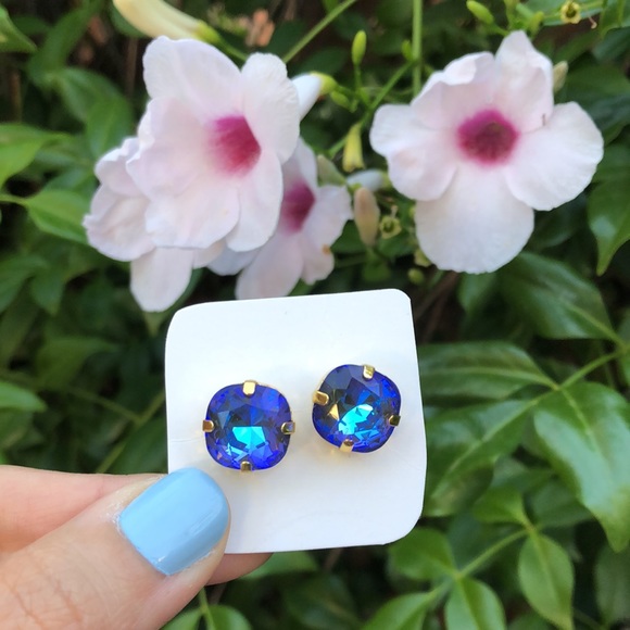 Burgundy Crystal Earrings - Picture 11 of 13